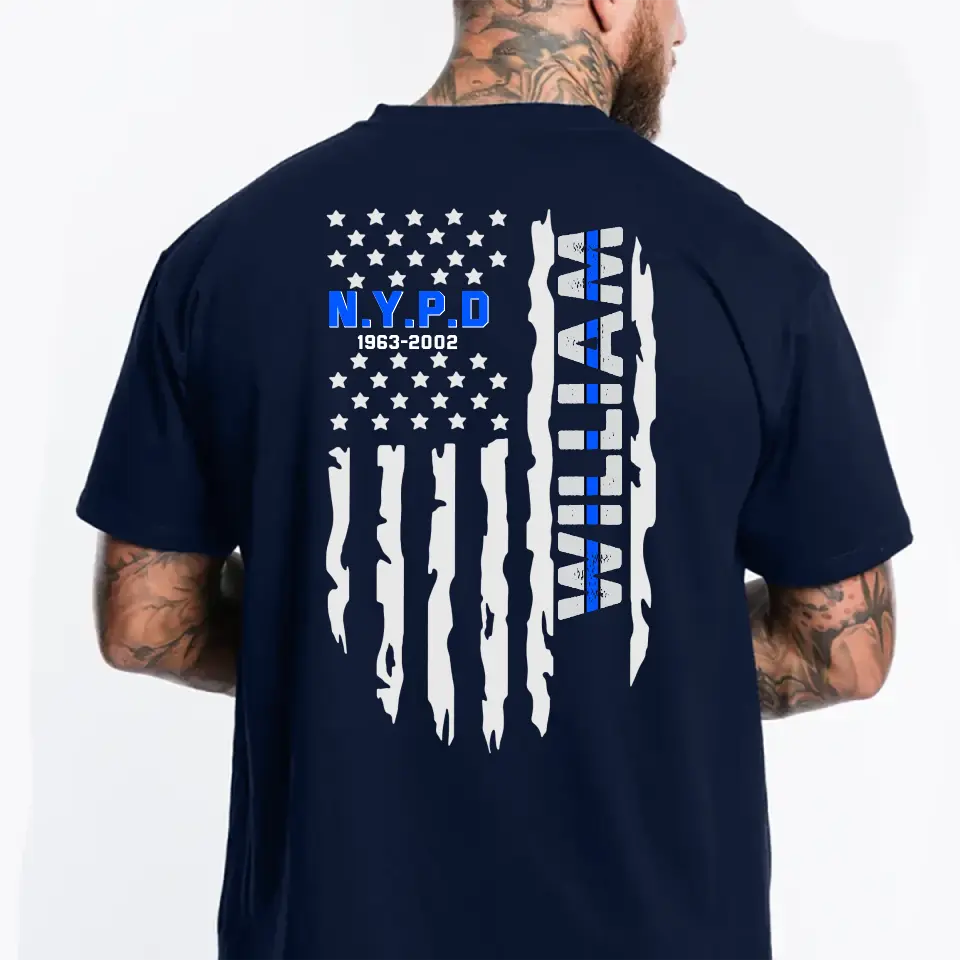 Personalized Police Department US Flag T-shirt Printed 23JUL-KVH21