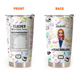 Personalized Teacherlife Teacher Nutrition Facts Gift For Teacher Tumbler Printed HTHHN2207