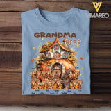 Personalized Fall Season Pumpkin Grandma Bear & Kid Names T-Shirt Printed MTHKVH1107