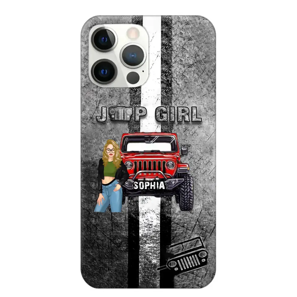 Personalized Jeep Girl with Name Phonecase Printed HTHHN2407