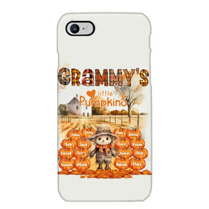 Personalized Fall Season Grandma's Little Pumpkins Scarecraw & Kid Names Phonecase Printed HTHPD2607