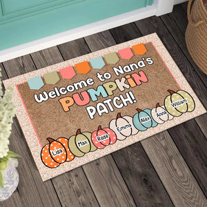 Personalized Welcome To Nana's Pumpkin Patch Kid Names Doormat Printed HTHHN2707