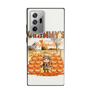 Personalized Fall Season Grandma's Little Pumpkins Scarecraw & Kid Names Phonecase Printed HTHPD2607