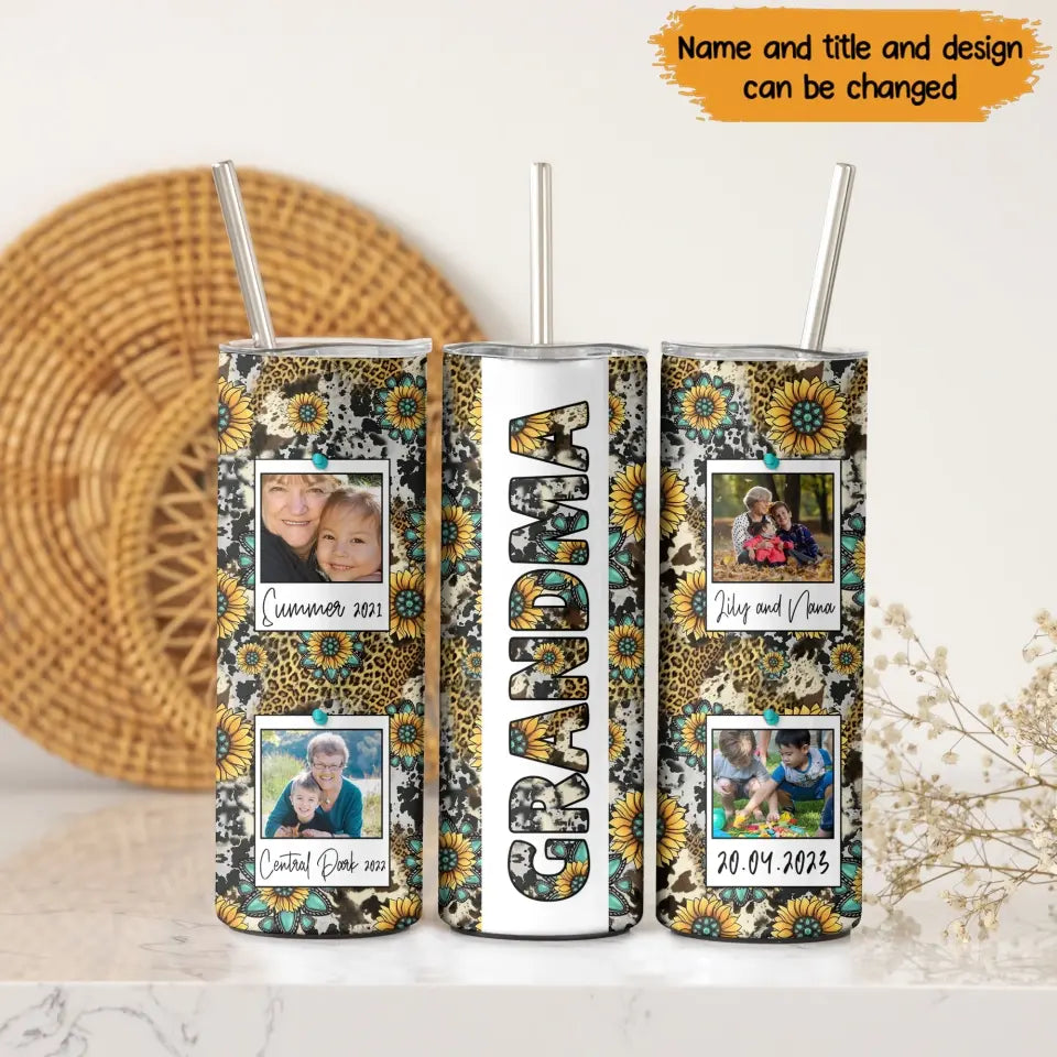 Personalized Upload Your Photo Gift For Grandma Skinny Tumbler Printed HTHDNL202323