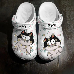 Personalized Funny Cat Cute  lovers Cat Mom Cat Dad Gift Clogs Slipper Shoes Printed AUG202356HN