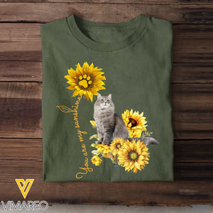 Personalized Upload Your Cat Photo You Are My Sunshine Sunflower T-shirt Printed MTKVH202337