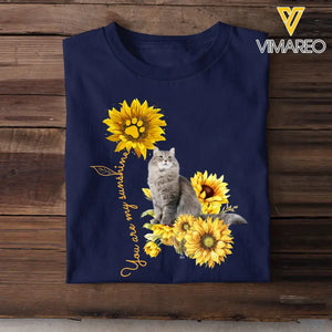 Personalized Upload Your Cat Photo You Are My Sunshine Sunflower T-shirt Printed MTKVH202337