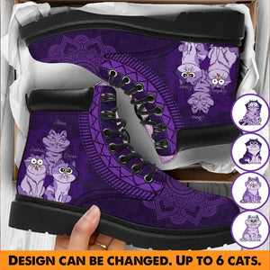 Personalized Cat Mom Cat Lovers Gift Leather Boots Printed 202351PTN