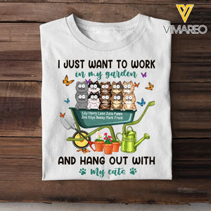 Personalized I Just Want To Work In My Garden And hang Out With My Cats T-shirt Printed  HTHHN202377