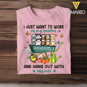 Personalized I Just Want To Work In My Garden And hang Out With My Cats T-shirt Printed  HTHHN202377