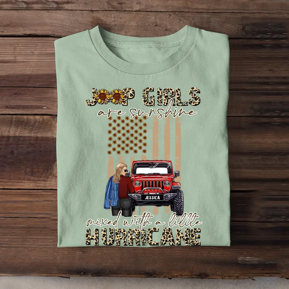 Personalized Jeep Girls Are Sunshine Mixed With A Little Hurricane T-shirt Printed MTHN2023111