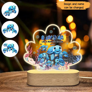 Personalized Grandma Like A Mom But Cooler Turtle with Kid Names LED Lamp Printed HTHHN2023127