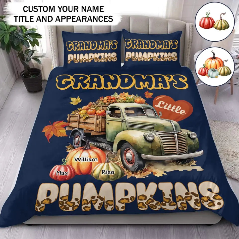 Personalized Grandma's Little Pumpkins Kid Names Bedding Set Printed HTHHN2023144