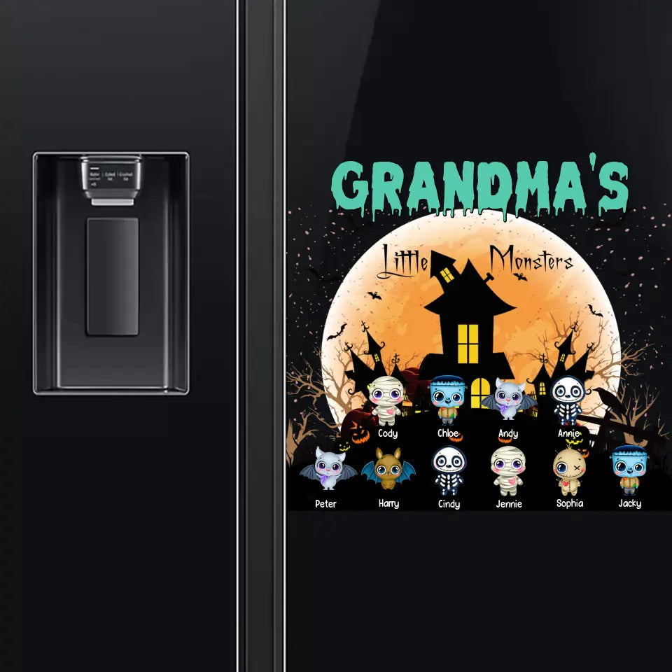 Personalized Grandma's Little Monsters Halloween & Kid Names Fridge Decal Printed HTHKVH23180