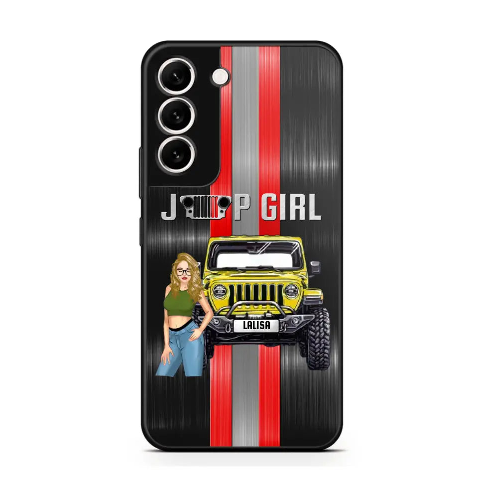 Personalized Jeep Girl with Name Phonecase Printed PVD23190