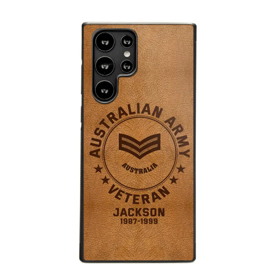 Personalized Australian Armed Force Leather Texture Phone Case Printed QTPN301