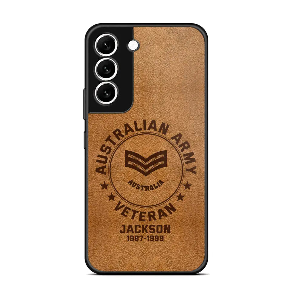 Personalized Australian Armed Force Leather Texture Phone Case Printed QTPN301