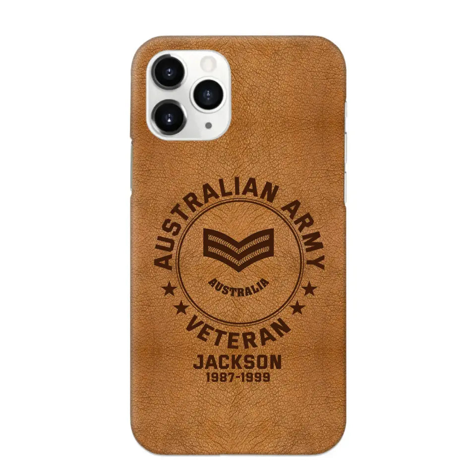 Personalized Australian Armed Force Leather Texture Phone Case Printed QTPN301