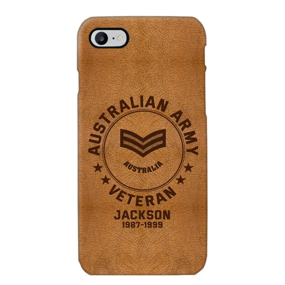 Personalized Australian Armed Force Leather Texture Phone Case Printed QTPN301