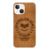 Personalized Australian Armed Force Leather Texture Phone Case Printed QTPN301