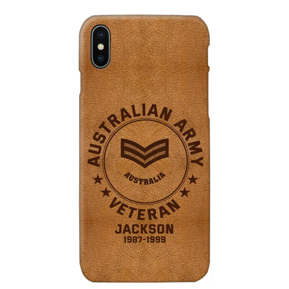 Personalized Australian Armed Force Leather Texture Phone Case Printed QTPN301