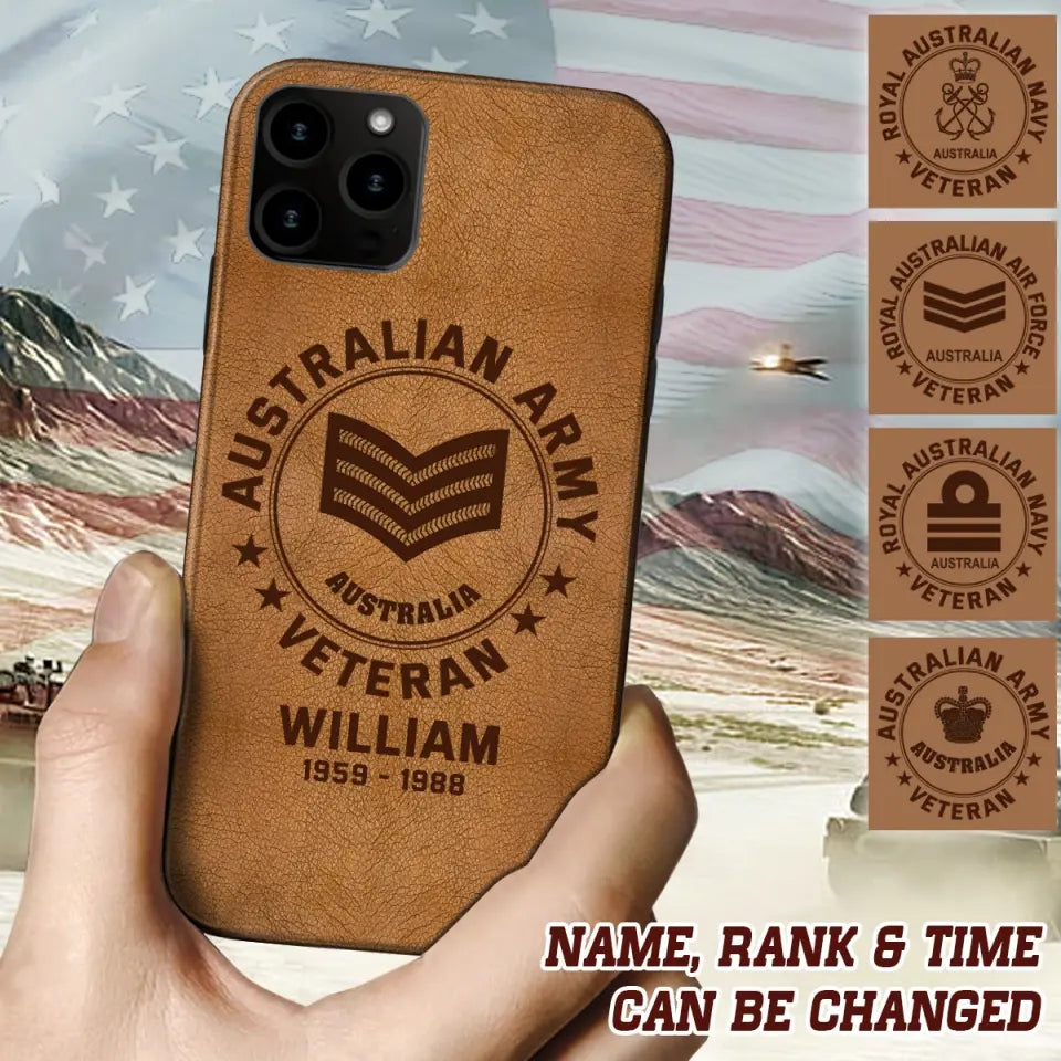 Personalized Australian Armed Force Leather Texture Phone Case Printed QTPN301