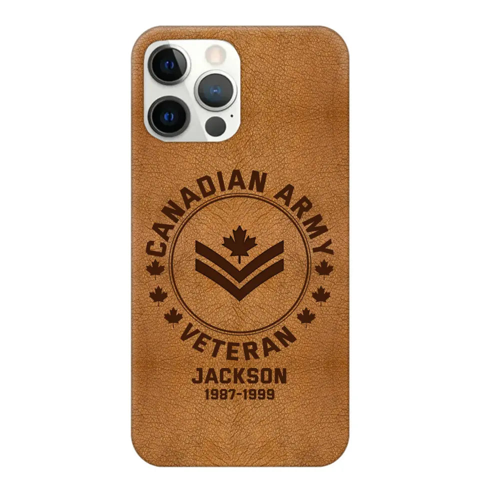 Personalized Canadian Armed Force Leather Texture Phone Case Printed QTPN301