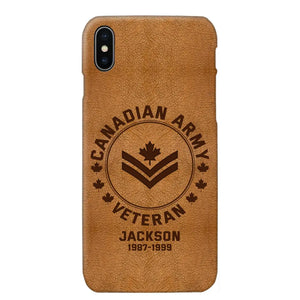 Personalized Canadian Armed Force Leather Texture Phone Case Printed QTPN301