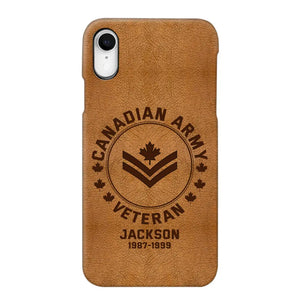 Personalized Canadian Armed Force Leather Texture Phone Case Printed QTPN301