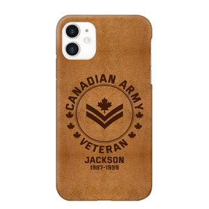 Personalized Canadian Armed Force Leather Texture Phone Case Printed QTPN301