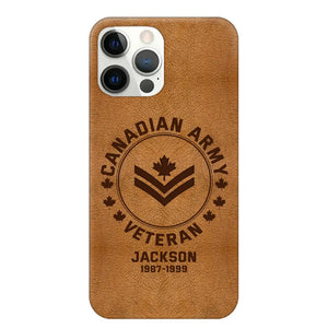 Personalized Canadian Armed Force Leather Texture Phone Case Printed QTPN301