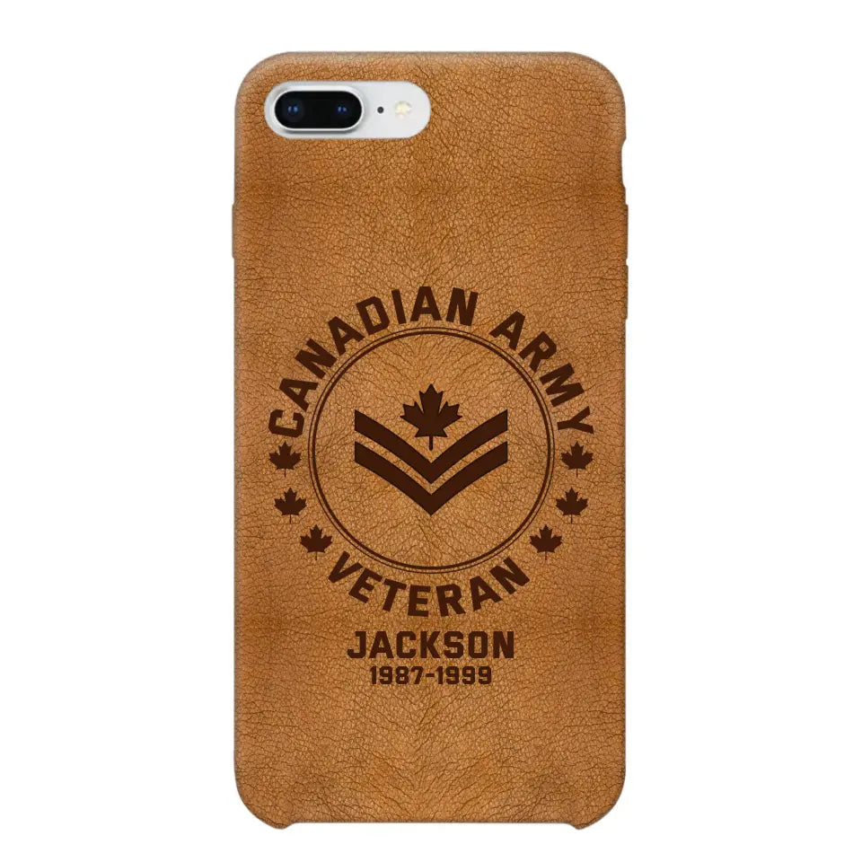 Personalized Canadian Armed Force Leather Texture Phone Case Printed QTPN301