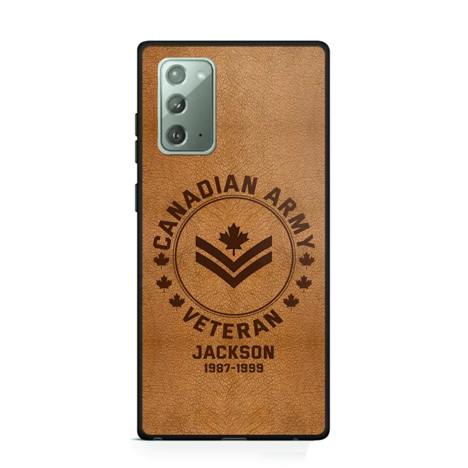 Personalized Canadian Armed Force Leather Texture Phone Case Printed QTPN301