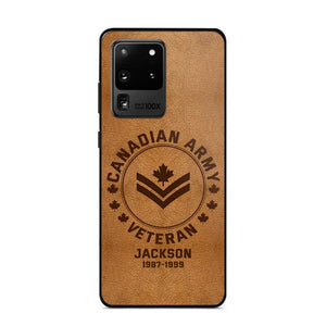 Personalized Canadian Armed Force Leather Texture Phone Case Printed QTPN301