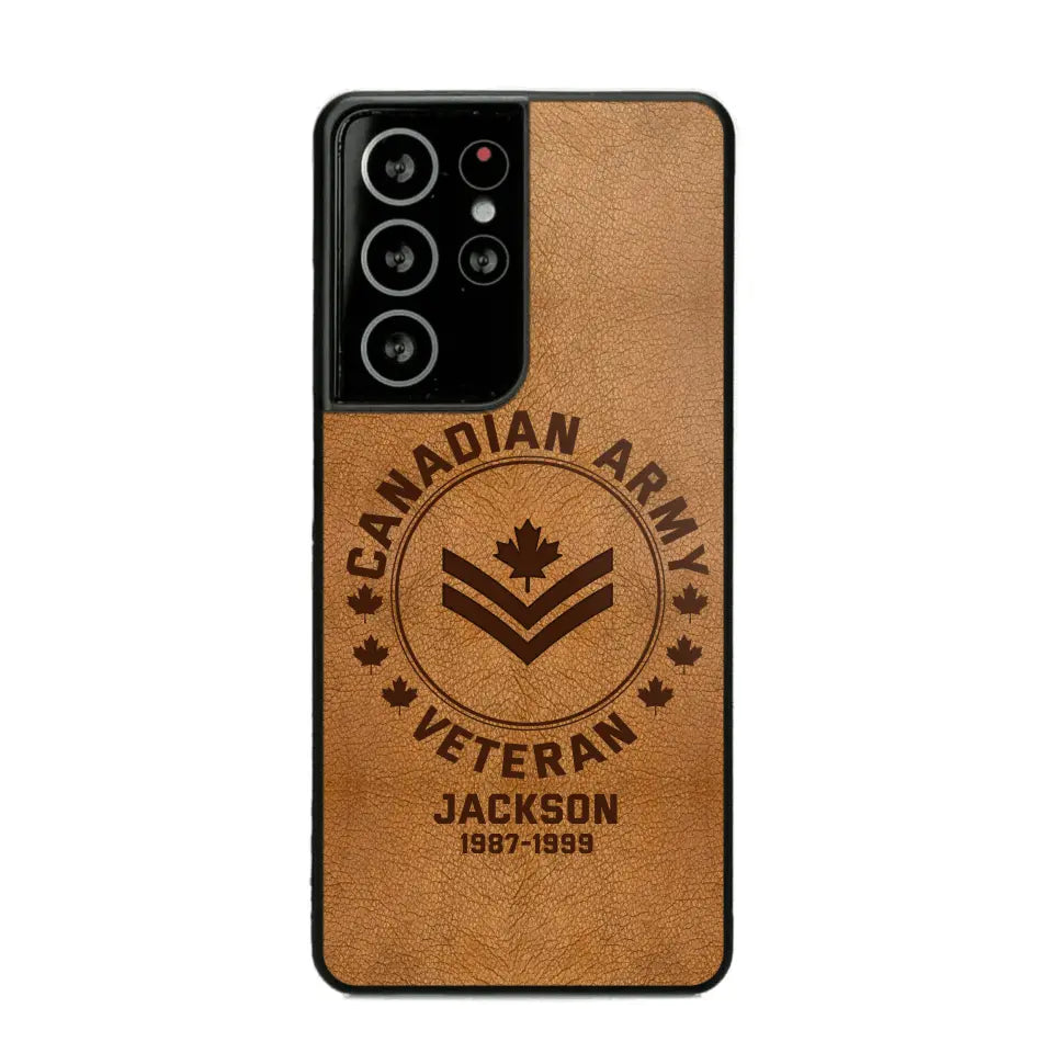 Personalized Canadian Armed Force Leather Texture Phone Case Printed QTPN301