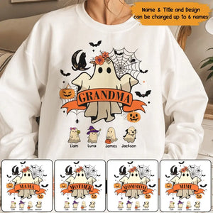 Personalized Grandma Ghost Kid Names Sweatshirt Printed HTHKVH23316