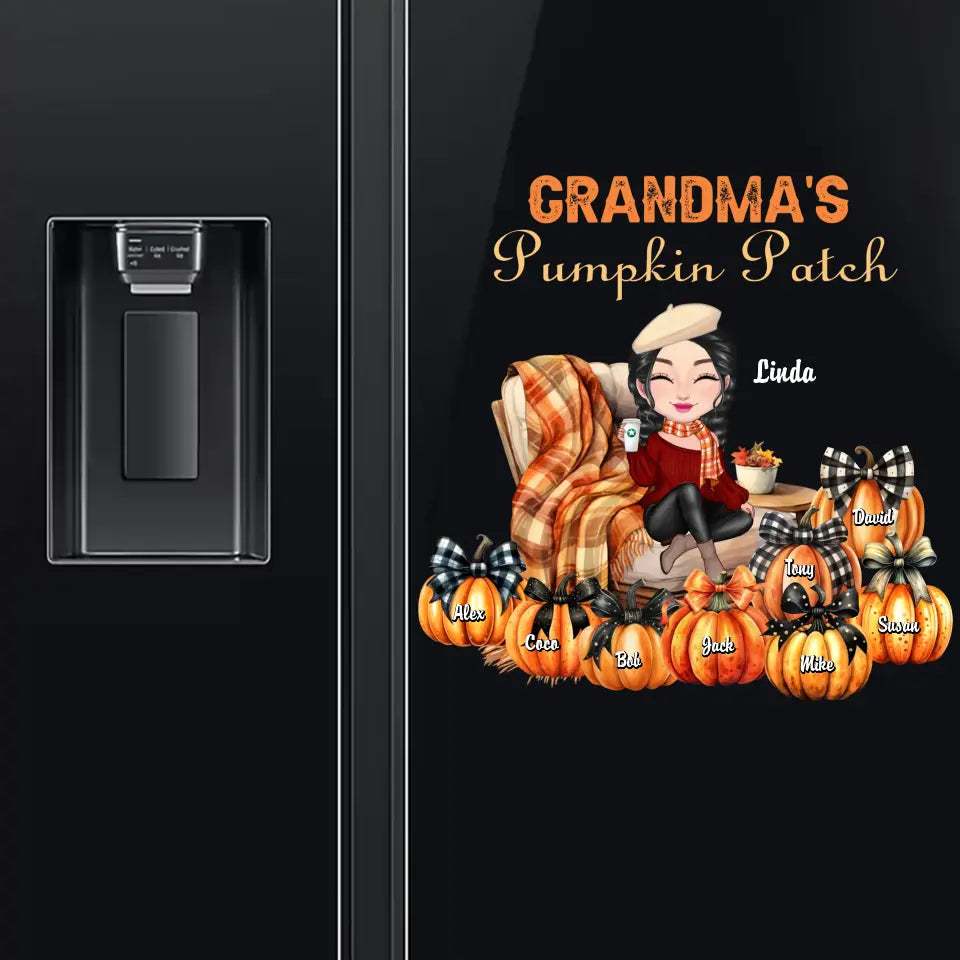 Personalized Grandma's Pumpkin Patch with Kid Names Fridge Decal Printed MTHN23295