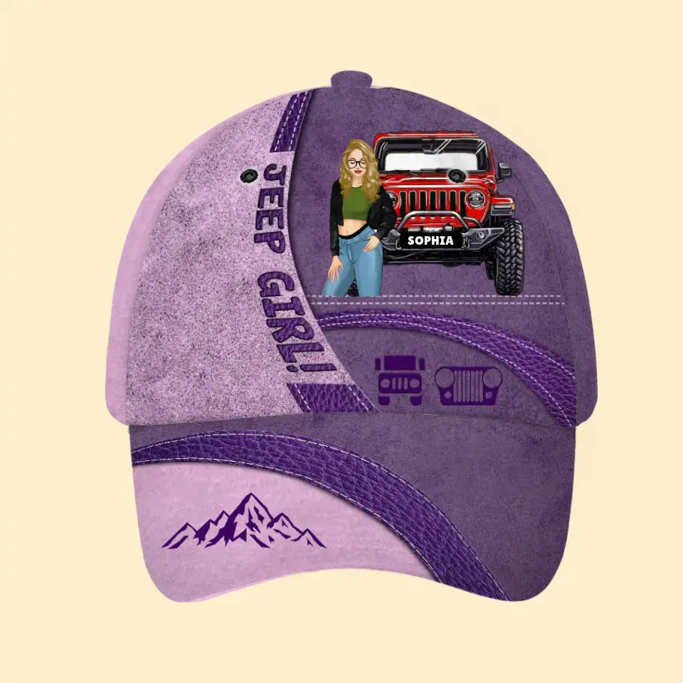 Personalized Jeep Girl with Name Cap Printed DNL2023104