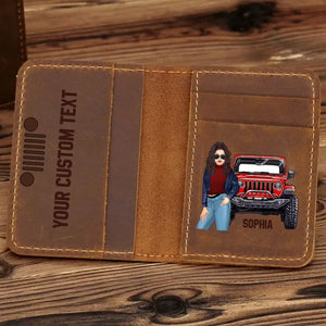 Personalized Jeep Girl Custom Name Leather Card Wallet PTN23344