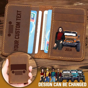 Personalized Jeep Girl Custom Name Leather Card Wallet PTN23344