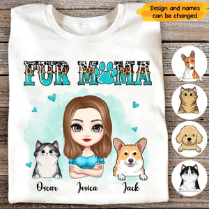 Personalized Fur Mama Dog Mom Cat Mom Watercolor T-Shirt Printed QTPN375