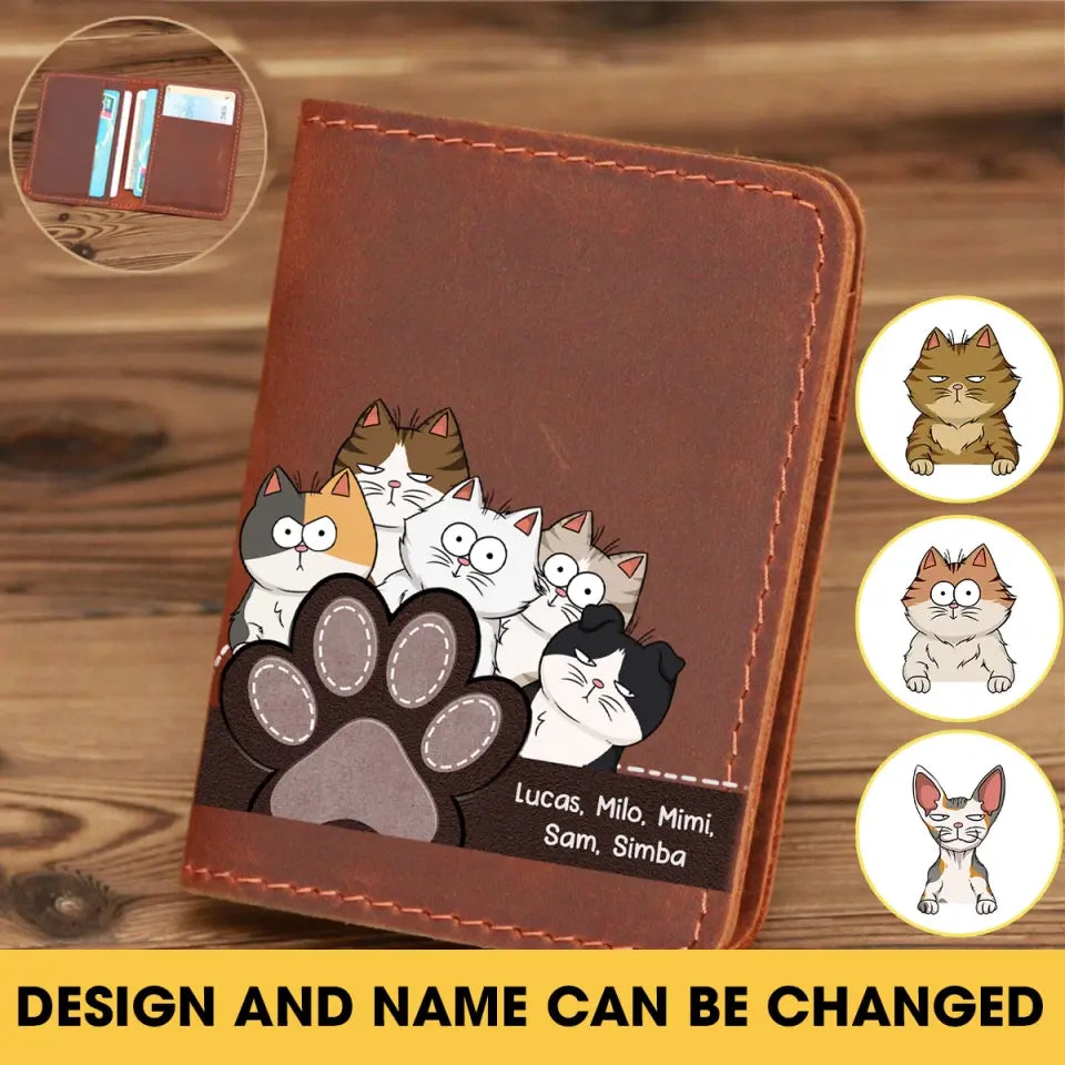 Personalized Cat Names Cat Lovers Gift Leather Card Wallet VQ23348