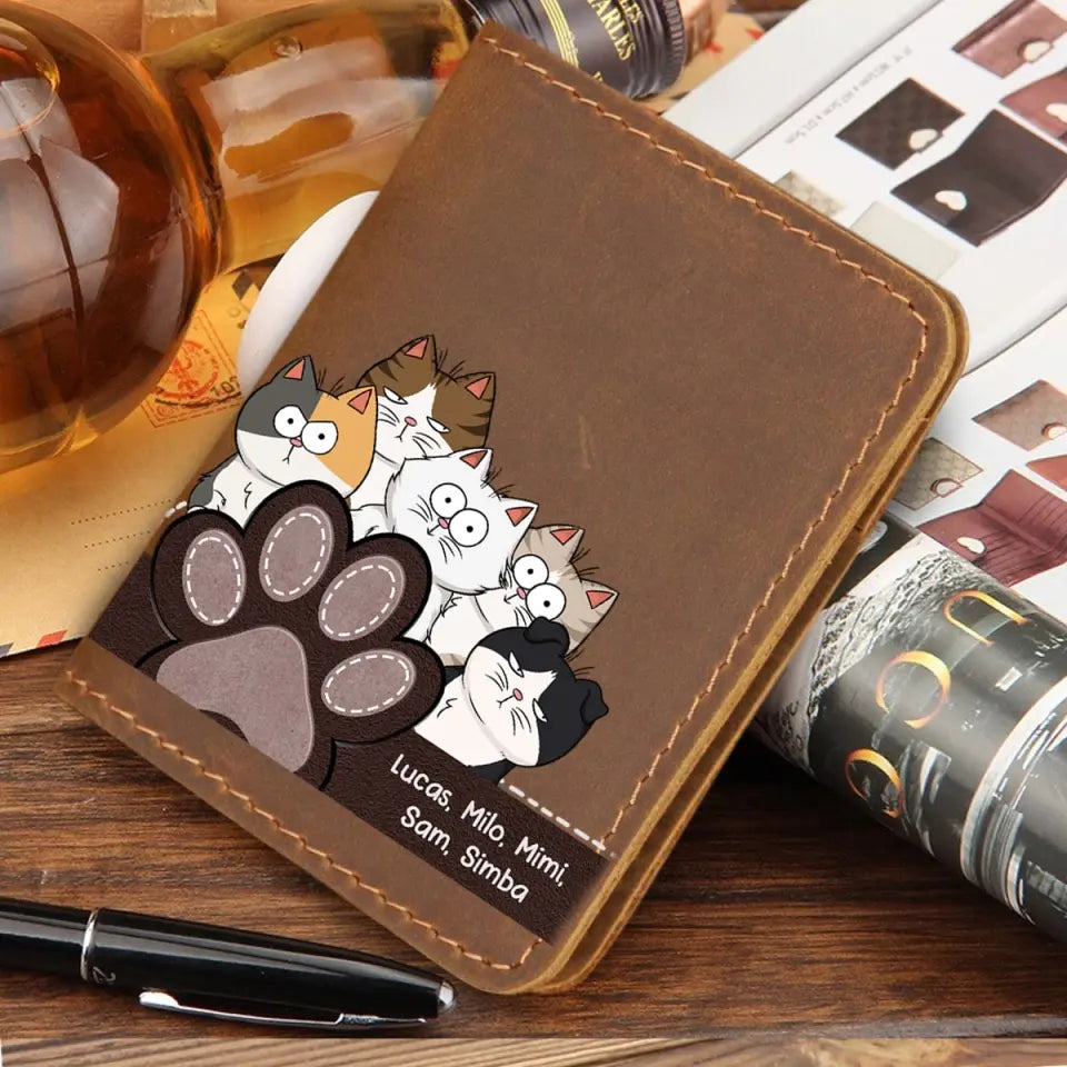 Personalized Cat Names Cat Lovers Gift Leather Card Wallet VQ23348