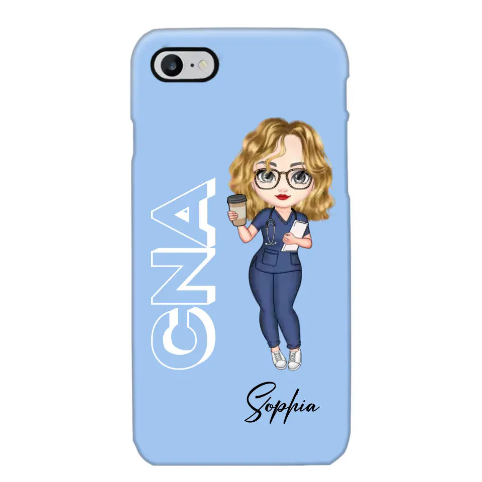 Personalized Colorfull Chibi Nurse With 3D Text Job Tittle And Name Phonecase 23392