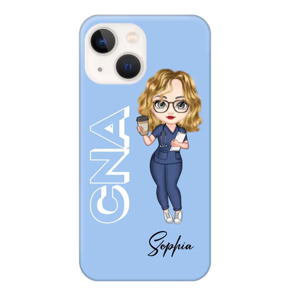 Personalized Colorfull Chibi Nurse With 3D Text Job Tittle And Name Phonecase 23392