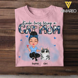 Personalized Kinda Busy Being A Cat Mom Tshirt 2D Printed 23387VQ