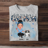 Personalized Kinda Busy Being A Cat Mom Tshirt 2D Printed 23387VQ