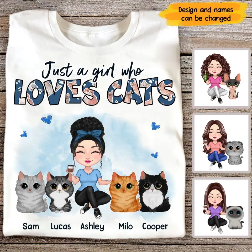 Personalized Just A Girl Who Loves Cats Tshirt 2D Printed  LDMVQ23347