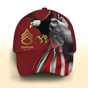 Personalized US Veteran Red Cap Printed QTPN352