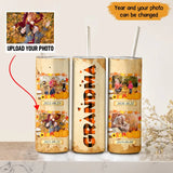 Personalized Upload Your Photo Grandma & Kid Gift for Grandparents Skinny Tumbler Printed HTHKVH23349